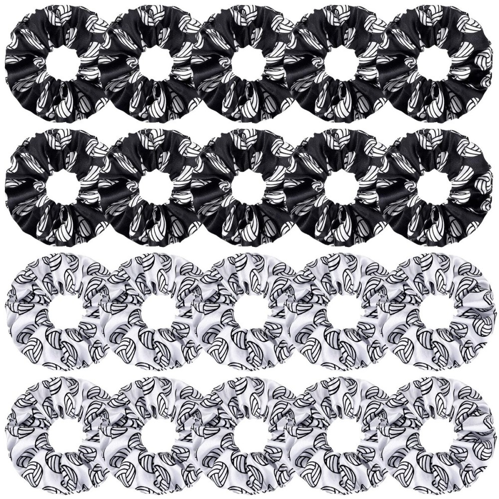 WILLBOND 20 Pcs Sport Hair Scrunchies Gifts Sports Scrunchy Elastic Silk Satin Scrunchies Hairband Ponytail Holder for Women Player Team Accessories(Volleyball)