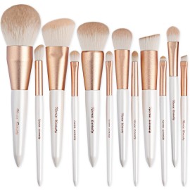 Makeup Brushes Set, EVRCHGIEA 12pcs Premium Eye Shadow, Eyebrows, Eyeliner, Concealer, Lip LinerFoundation Makeup Brush White Travel Makeup Set,Cruelty-Free Synthetic Fiber Bristles