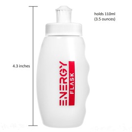 (2 Bottles) Small, Semi-Rigid, Easy-to-Clean, Refillable Gu Flask for Sports Nutrition Liquid Energy Gel Flask - Cycling Flask, Running Flask, Triathlons, Marathons. 110ml (3.5oz)