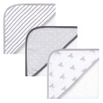 Hudson Baby Unisex Baby Cotton Rich Hooded Towels, Modern Elephant, One Size