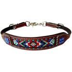 Showman Leather Wither Strap w/Blue & Red Beaded Navajo Design