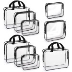 Hedume Set of 9 PVC Makeup Bags - Waterproof Clear Toiletry Luggage Set with Zipper Handle