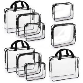 Hedume Set of 9 PVC Makeup Bags - Waterproof Clear Toiletry Luggage Set with Zipper Handle