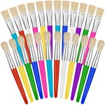 YGAOHF 24 Pcs Paint Brushes for Kids Bulk - Colorful Round and Flat Kids Paint Brushes, Easy Clean and Hold Toddler Paint Brushes for Acrylic Oil Watercolor Washable Paint