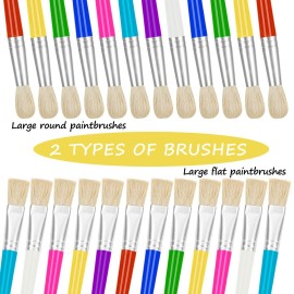 YGAOHF 24 Pcs Paint Brushes for Kids Bulk - Colorful Round and Flat Kids Paint Brushes, Easy Clean and Hold Toddler Paint Brushes for Acrylic Oil Watercolor Washable Paint