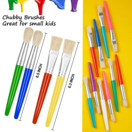 YGAOHF 24 Pcs Paint Brushes for Kids Bulk - Colorful Round and Flat Kids Paint Brushes, Easy Clean and Hold Toddler Paint Brushes for Acrylic Oil Watercolor Washable Paint