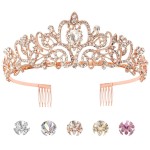 KICOSY Rose Gold Crystal Tiara Crown for Women and Girls - Princess Birthday Crown
