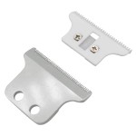 Professional T Wide Replacement Blades Set 2215, Assembled 1 Carbon Steel Fixed Fade Blade, 1 Zirconia Ceramic Moving Cutter Blade, Compatible with Wahl 5 Star Detailer 8081 Hair Trimmers (Silver)