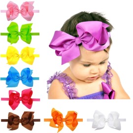 ZOONAI 2Pcs Baby Girl Infant Large Hair Bow Headband Toddler Hair Band Accessories