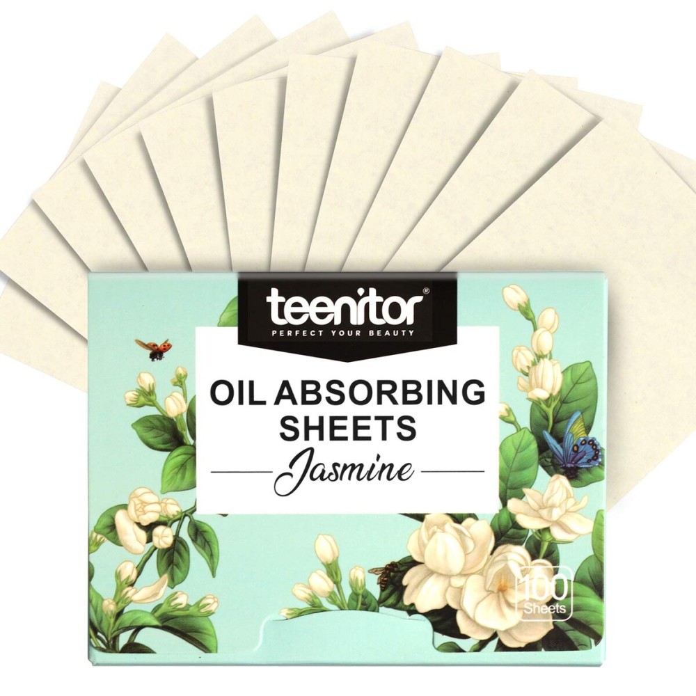Teenitor Jasmine Oil Blotting Papers for Face - 100 Sheets, Oil Control Film Absorbing Sheets for Oily Skin, Men & Women