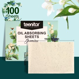 Teenitor Jasmine Oil Blotting Papers for Face - 100 Sheets, Oil Control Film Absorbing Sheets for Oily Skin, Men & Women