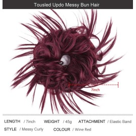 SIADEE Tousled Updo Messy Bun Hair Piece Scrunchies Synthetic Wavy Extension With Elastic Rubber Band Hairpiece Updo Extensions Chignon Instant Ponytail for Women-118