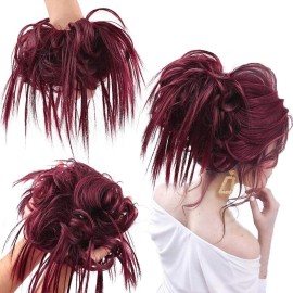 SIADEE Tousled Updo Messy Bun Hair Piece Scrunchies Synthetic Wavy Extension With Elastic Rubber Band Hairpiece Updo Extensions Chignon Instant Ponytail for Women-118