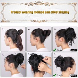SIADEE Tousled Updo Messy Bun Hair Piece Scrunchies Synthetic Wavy Extension With Elastic Rubber Band Hairpiece Updo Extensions Chignon Instant Ponytail for Women-118