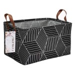 FANKANG Storage Basket,Nursery Hamper Canvas Laundry Basket Foldable with Waterproof PE Coating Storage, Office, Bedroom, Clothes,Toys (Rec-Black Cube)