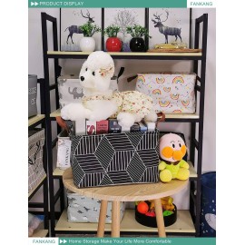 FANKANG Storage Basket,Nursery Hamper Canvas Laundry Basket Foldable with Waterproof PE Coating Storage, Office, Bedroom, Clothes,Toys (Rec-Black Cube)