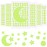 969 Pieces Glow in The Dark Stars Stickers Moon Stars and Dots Wall Stickers Starry Ceiling and Adhesive Wall Decals for Kids Bedroom Decals Party Decoration, Green