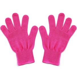Lessmon 2 Professional Heat Resistant Gloves for Hair Styling Heat Blocking for Curling, Flat Iron and Curling Wand Suitable for Left and Right Hands, Pink
