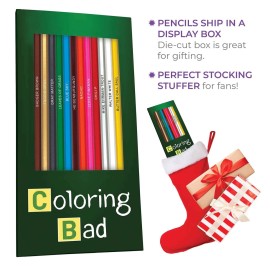 Coloring Bad Colored Pencil Set for Fans of Breaking Bad | Set of 12 Breaking Bad-Inspired Parody Pencils | Each Color Pencil is Foil-Stamped with Clever Show References | Great Gift for Fans