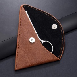 HITOPTY Nose Hair Scissors, 3.6inch Stainless Steel Rounded Tip Small Shears Safety Beauty Trimming Kit for Facial Ear Grooming with PU Case