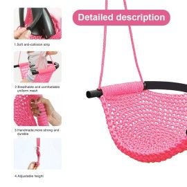 ROPECUBE Hand-Knitting Toddler Swing, Swing Seat for Kids with Adjustable Ropes, Little tikes Swings Set, for Outdoor Indoor, Playground, Backyard (Pink)