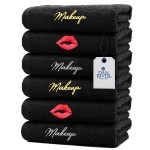 DAN RIVER Makeup Towel 100% Spun Cotton - (Pack of 6) Luxuriously Soft Reusable Makeup Remover Cloth, Facial Cleansing Cloth, of 6 13x13 Inch, Black