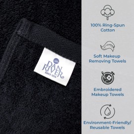 DAN RIVER Makeup Towel 100% Spun Cotton - (Pack of 6) Luxuriously Soft Reusable Makeup Remover Cloth, Facial Cleansing Cloth, of 6 13x13 Inch, Black DAN RIVER Makeup Towel 100% Spun Cotton - (Pack of 6) Luxuriously Soft Reusable Makeup Remover Cloth, Facial Cleansing Cloth, of 6 13x13 Inch, Black