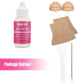 Wig Adhesive Glue, Invisible Waterproof MIILYE Hair Replacement Bonding Glue, Strong Hold for Lace Front Wig and Poly Hairpieces, Toupee, Cosmetic Hair Systems (Wig Glue for Lace Front Wig 1.3 fl oz) Wig Adhesive Glue, Invisible Waterproof MIILYE Hair Replacement Bonding Glue, Strong Hold for Lace Front Wig and Poly Hairpieces, Toupee, Cosmetic Hair Systems (Wig Glue for Lace Front Wig 1.3 fl oz)