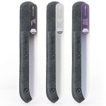 GERMANIKURE Czech Crystal Glass Nail File 3 Pack in Suede Leather Case - Professional Manicure & Pedicure Products for Smooth Easy Shaping of Natural Nails
