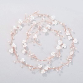 YERTTER Floral Wedding Bridal Crystal Handmade Faux Pearl Headbands for Wedding Party Beads Hair Vine Bridal Hair Accessories for Women and Bride (Rose Gold) YERTTER Floral Wedding Bridal Crystal Handmade Faux Pearl Headbands for Wedding Party Beads Hair Vine Bridal Hair Accessories for Women and Bride (Rose Gold)