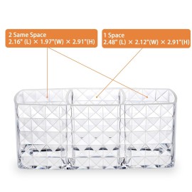 MOSIKER Makeup Brush Holder for Vanity,Acrylic Clear Small Compact Nail Hair Lip Liner Brush Pen Organizer with 3 Slots MOSIKER Makeup Brush Holder for Vanity,Acrylic Clear Small Compact Nail Hair Lip Liner Brush Pen Organizer with 3 Slots