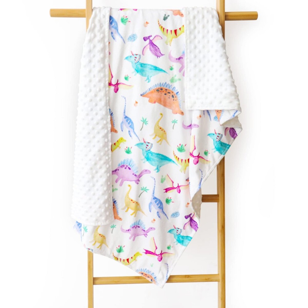 Baby Mink Blankets, Dinosaur Toddler Blanket for Boys Girls, Soft Newborn Blanket with Dotted Backing, Double Layer, Crib Receiving Blanket for Nursery, Shower Gifts, 30 X 40 Inches