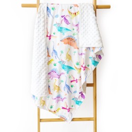 Baby Mink Blankets, Dinosaur Toddler Blanket for Boys Girls, Soft Newborn Blanket with Dotted Backing, Double Layer, Crib Receiving Blanket for Nursery, Shower Gifts, 30 X 40 Inches