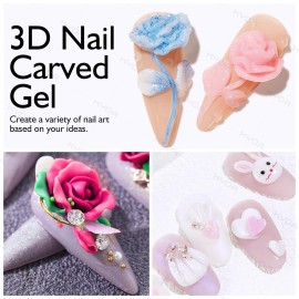 Ownest 12 Colors Sculpture Painting Nail Gel Set,3D Nail Carved Gel Sculpture Creative Painting Glue Soak Off UV,with 1 Carved Painting Pen