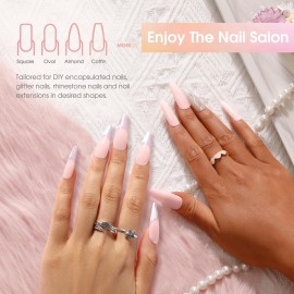 ROSALIND Pink Poly Nail Gel, 2 oz Soft Pink Poly Extension Gel for Nail Natural Builder Nail Gel, Light Pink Poly Extension Nail Decoration Long-Lasting Poly Enhancement Gel