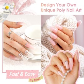 ROSALIND Pink Poly Nail Gel, 2 oz Soft Pink Poly Extension Gel for Nail Natural Builder Nail Gel, Light Pink Poly Extension Nail Decoration Long-Lasting Poly Enhancement Gel