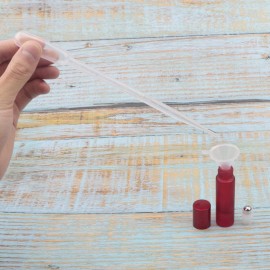 JIUWU 10ml 1/3 Oz Red Frosted Roller-on Bottles Refillable Stainless Steel Balls Essential Oil Vials Travel Beauty Perfume Sample Container Pack of 10 (5pcs Droppers Funnels, 1 Tool)
