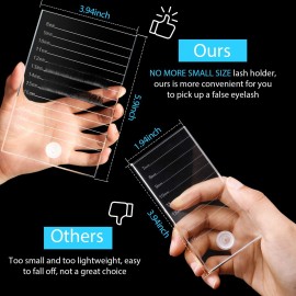 Maitys Eyelash Crystal Pallet Eyelash Extension Pallet Bigger Size Glass False Lash Tray Strip Adhesive Glue Holder(5.9 x 3.94 x 0.31 Inch,Clear)