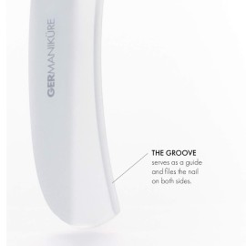 GERMANIKURE Gray Crystal Glass Nail File Set in Eggplant Purple Leather Case - Handmade in Czech Republic - Professional Manicure & Pedicure Supplies - Glass Cuticle Stick, Pusher, Moon File