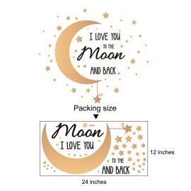 I Love You to The Moon and Back Quotes Wall Decals Moon Stars DIY Sticker Art Mural Sayings for Home Nursery Decor