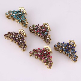 CROWN GUIDE Vintage Rhinestone Hair Claw Crystal Jaw Clips,Metal Alloy Fancy Hair Barrette Decorative Flowers Hair Clasps Accessories for Women Thick Hair Sky Blue