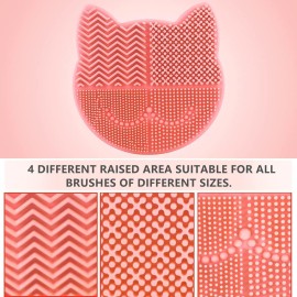Silicon Makeup Brush Cleaner Mat with Drying Holder - Portable Cat Shaped Cosmetic Brush Cleaner Pad - New Orange Silicon Makeup Brush Cleaner Mat with Drying Holder - Portable Cat Shaped Cosmetic Brush Cleaner Pad - New Orange