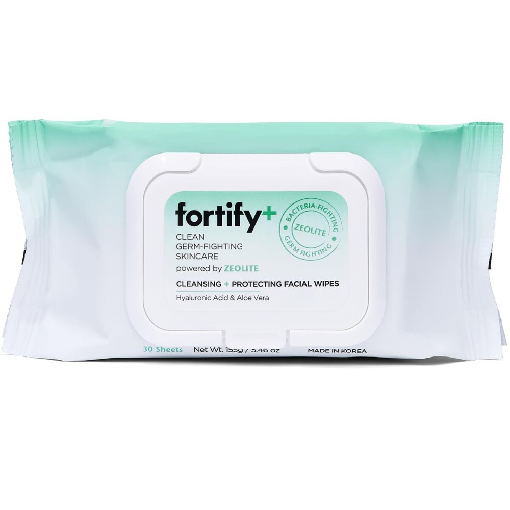 Fortify Skincare 9-in-1 Korean Facial Cleansing Wipes with Zeolite - Natural Germ-Fighting & Hydrating - Protecting & Refreshing - Clean Beauty Face Wipes - 30 Count
