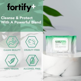 Fortify Skincare 9-in-1 Korean Facial Cleansing Wipes with Zeolite - Natural Germ-Fighting & Hydrating - Protecting & Refreshing - Clean Beauty Face Wipes - 30 Count