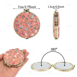 AUEAR, 4 Pack Retro Floral Makeup Compact Small Pocket Purse Mirrors Beauty Handheld Folding Portable Travel for Women Lady