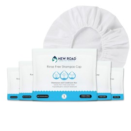 New Road Health Supply - Rinse Free Shampoo Cap, Shampoo and Condition Without Water, Shower Cap for Women and Men, PH Balanced and Hypoallergenic, for Camping Essentials, Elderly, 6-Pack