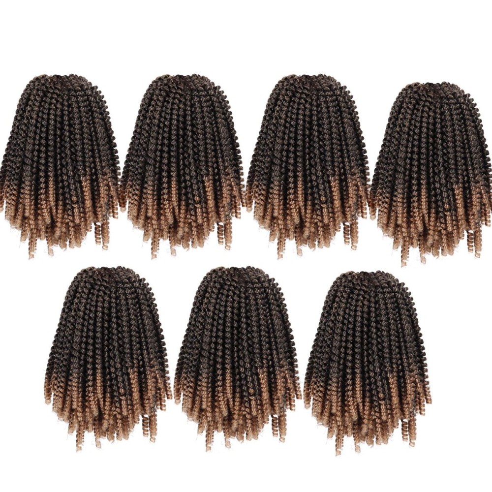 7 Packs Spring Twist Braiding Hair Spring Twists Twist Hair Synthetic Fiber Fluffy Twist Crochet Braids Low Temperature Fiber Crochet Hair for Women Braiding Hair (8inch,T1B/27)