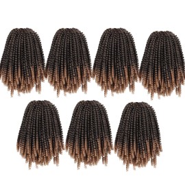 7 Packs Spring Twist Braiding Hair Spring Twists Twist Hair Synthetic Fiber Fluffy Twist Crochet Braids Low Temperature Fiber Crochet Hair for Women Braiding Hair (8inch,T1B/27)
