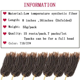 7 Packs Spring Twist Braiding Hair Spring Twists Twist Hair Synthetic Fiber Fluffy Twist Crochet Braids Low Temperature Fiber Crochet Hair for Women Braiding Hair (8inch,T1B/27)