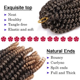 7 Packs Spring Twist Braiding Hair Spring Twists Twist Hair Synthetic Fiber Fluffy Twist Crochet Braids Low Temperature Fiber Crochet Hair for Women Braiding Hair (8inch,T1B/27)